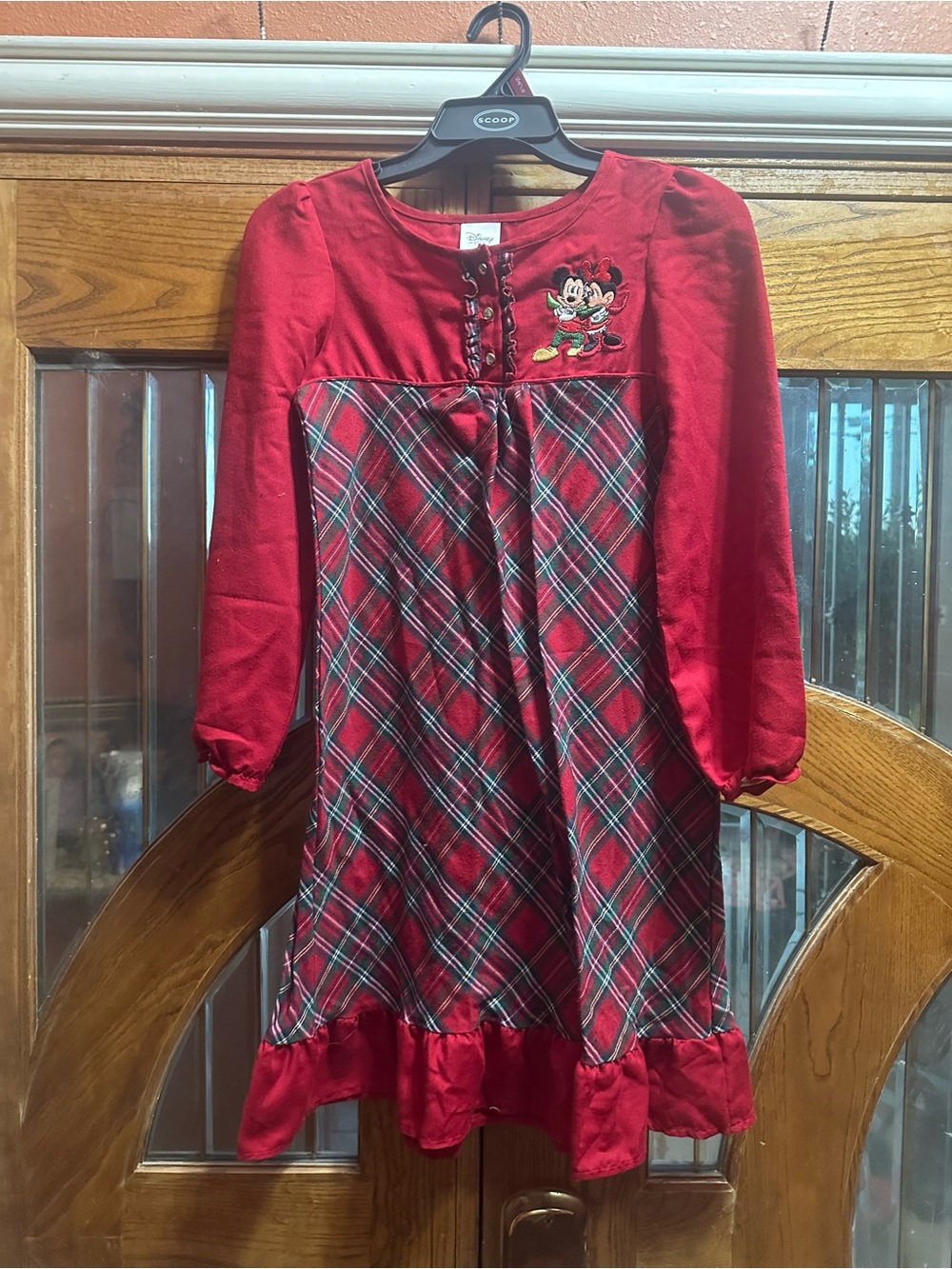 Disney Red Plaid Mickey Mouse Girls Nightgown